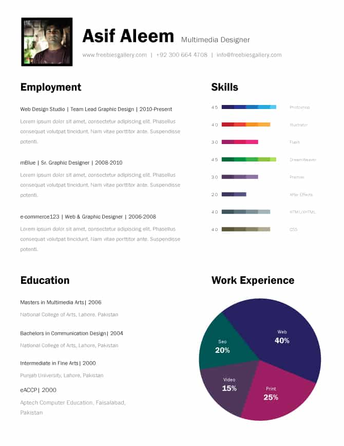 11 psd one page resume templates
