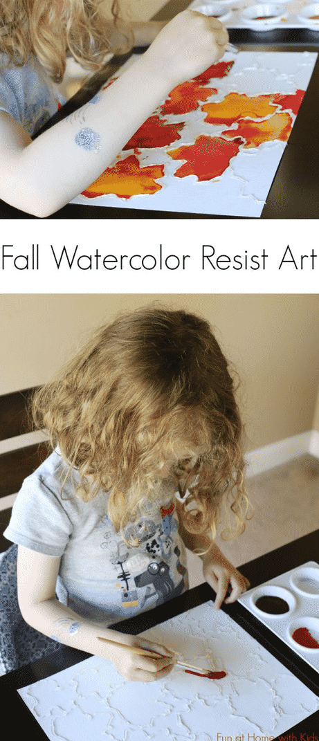 Fall-Inspired Watercolor Resist Art