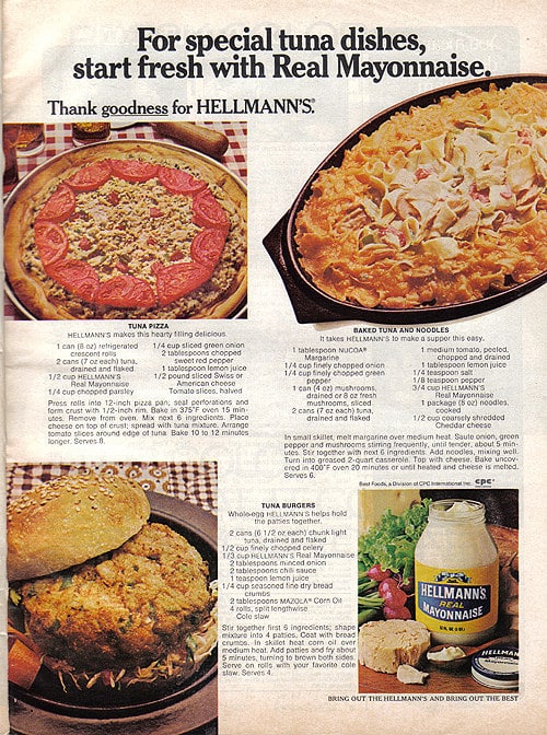A Hellmann's ad featuring not just one but THREE recipes that will probably give you explosive diarrhea.