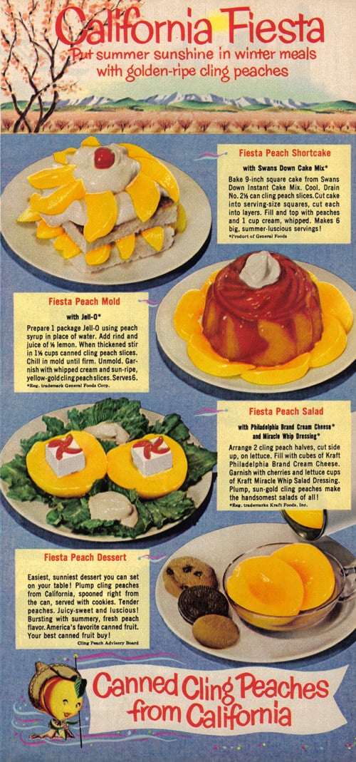 An ad for canned peaches that also involves Miracle Whip, because of course it does.