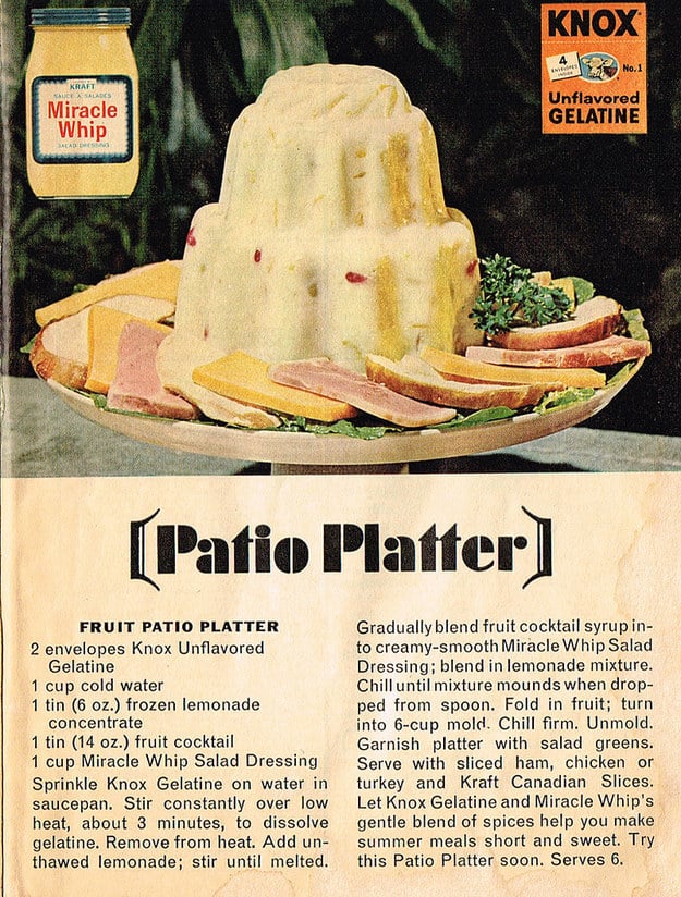 A Miracle Whip ad that suggests that you should mix it with gelatin, fruit, and lemonade?!