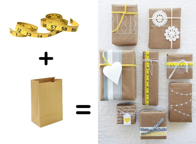 Measuring tape pops against plain brown paper: