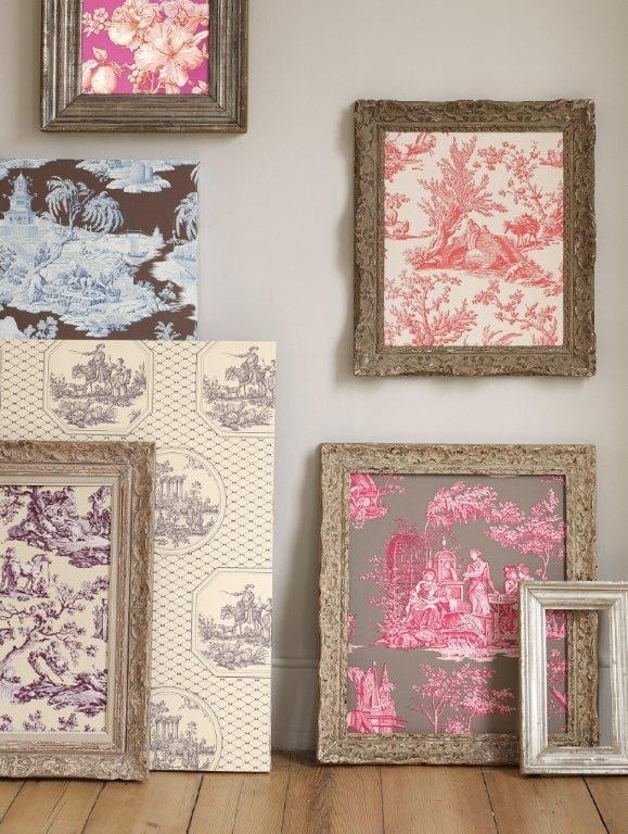 Hang wallpaper samples or pieces of fabric.