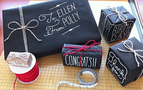Use chalkboard markers on black bags or paper: 