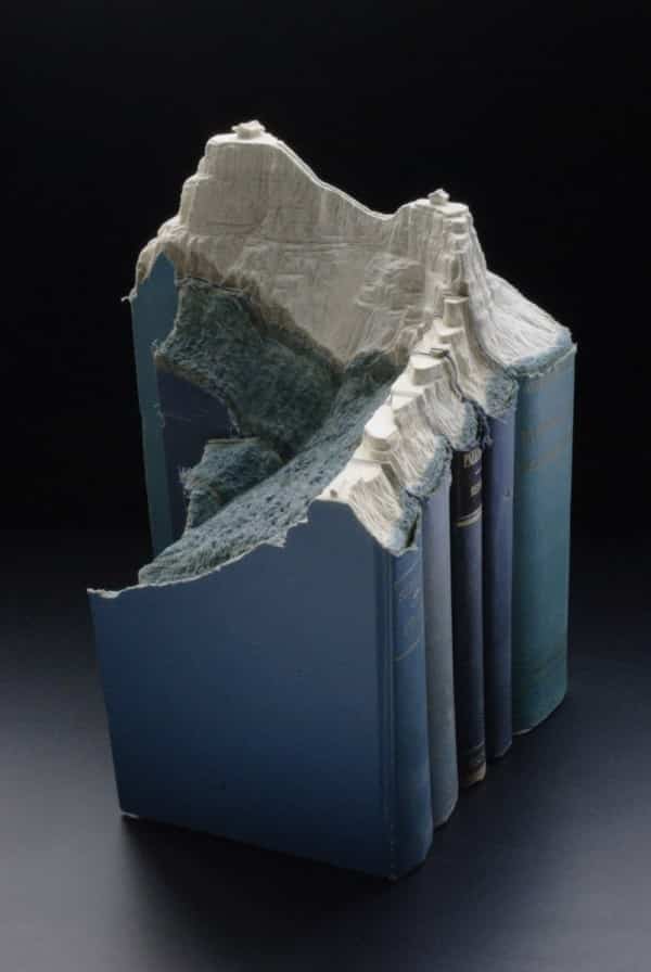 Carved Book Landscapes by Guy Laramee sculpture recycling paper books 