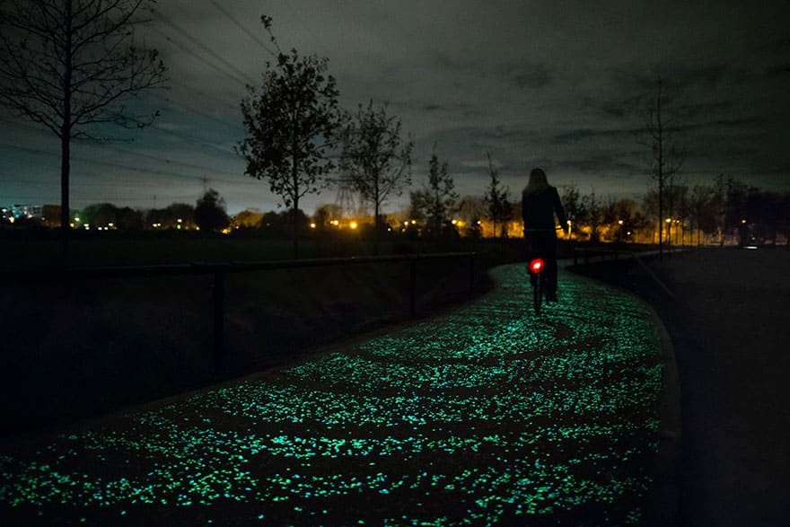 Solar-Powered Glowing Bicycle Path In Netherlands Inspired By Van Goghâ€™s Starry Night