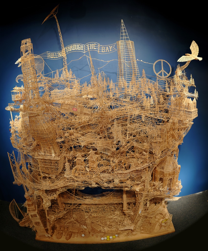 One man, 100,000 toothpicks, and 35 years: An incredible kinetic sculpture of San Francisco wood toothpicks sculpture San Francisco multiples 