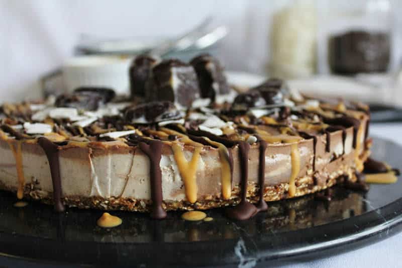 Raw Chocolate Chunk Cheesecake with Peanut Butter