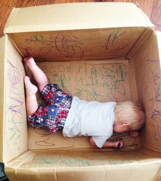 Buy yourself some time on the couch by letting your kid go all Picasso in a box.