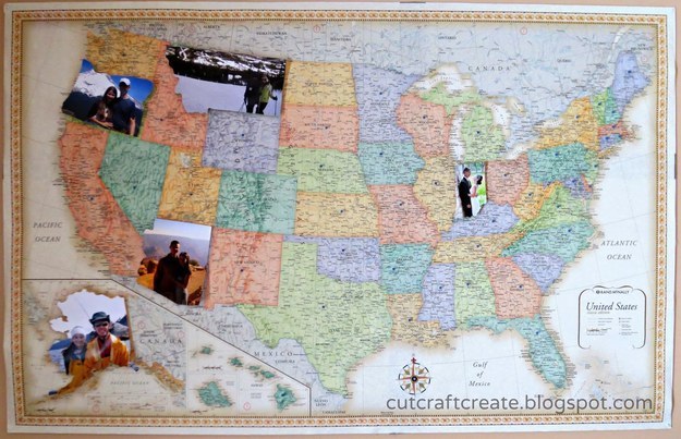 Or cut out your photos in the shapes of states themselves.