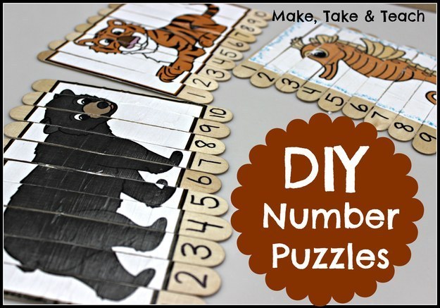 Make popsicle stick number puzzles.