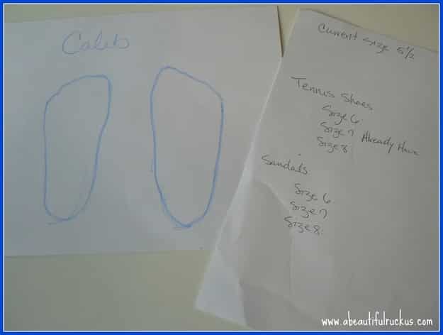 Trace your kids&#39; feet so you can go shoe shopping without having to drag them along.