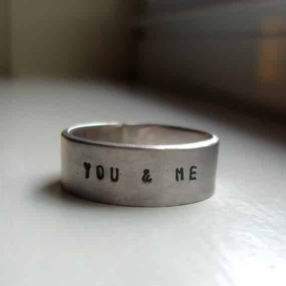 YOU + ME Engraved Ring, $90