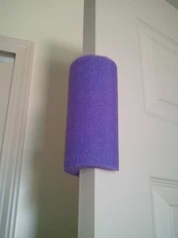 Repurpose a pool noodle to become a toddler-proof door stopper.