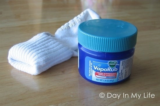 To stop nighttime coughing, rub vapor rub on their feet and put socks over them.