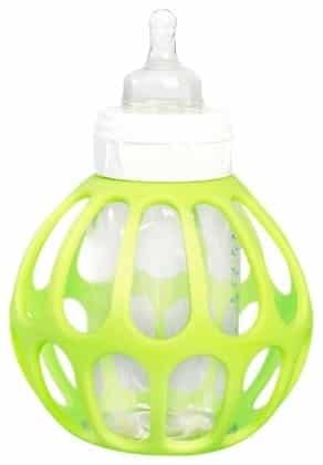 This tactile bottle holder provides extra grip for toddlers lacking in the hand coordination department.