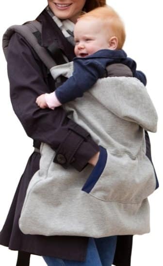 A hoodie baby carrier keeps both of you warm on chilly days.