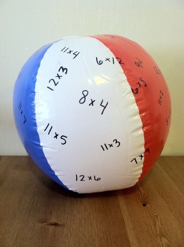 Turn a beach ball into a math question ball.