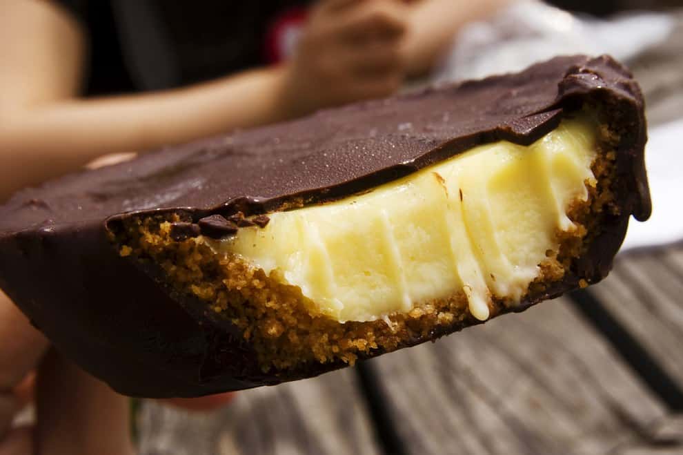 The swingle â€” a mini frozen Key lime pie coated in dark chocolate â€” at Steve's Authentic Key Lime Pies.