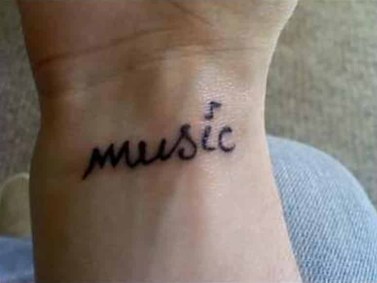 music word tattoo 43 Inspiring Wrist Tattoos and Graphics