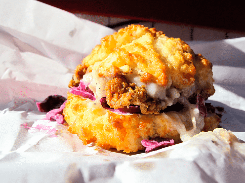 The fried chicken sandwich at Cheeky Sandwiches.