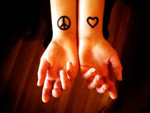 peace love tattoo 43 Inspiring Wrist Tattoos and Graphics