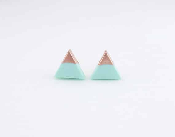 Mint Rose Gold Dipped Triangle Studs