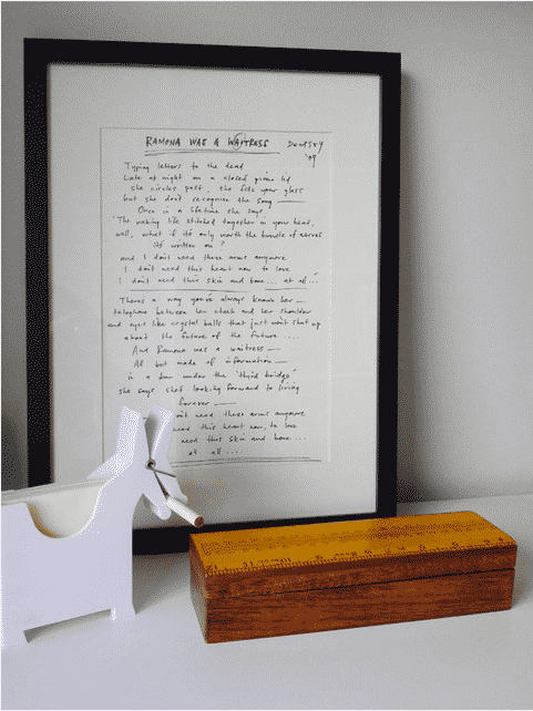 A framed family letter.