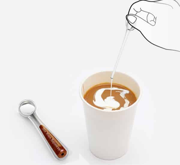 A spoon that contains creamer so you just squeeze and stir.