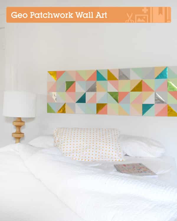 Use paper to create geometric patchwork art.