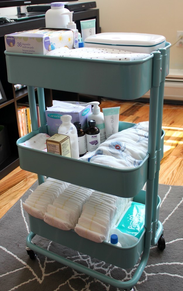 Fill one with baby supplies for handy access in the nursery.