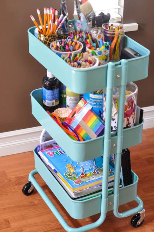 Use one to corral arts and crafts supplies in any room.