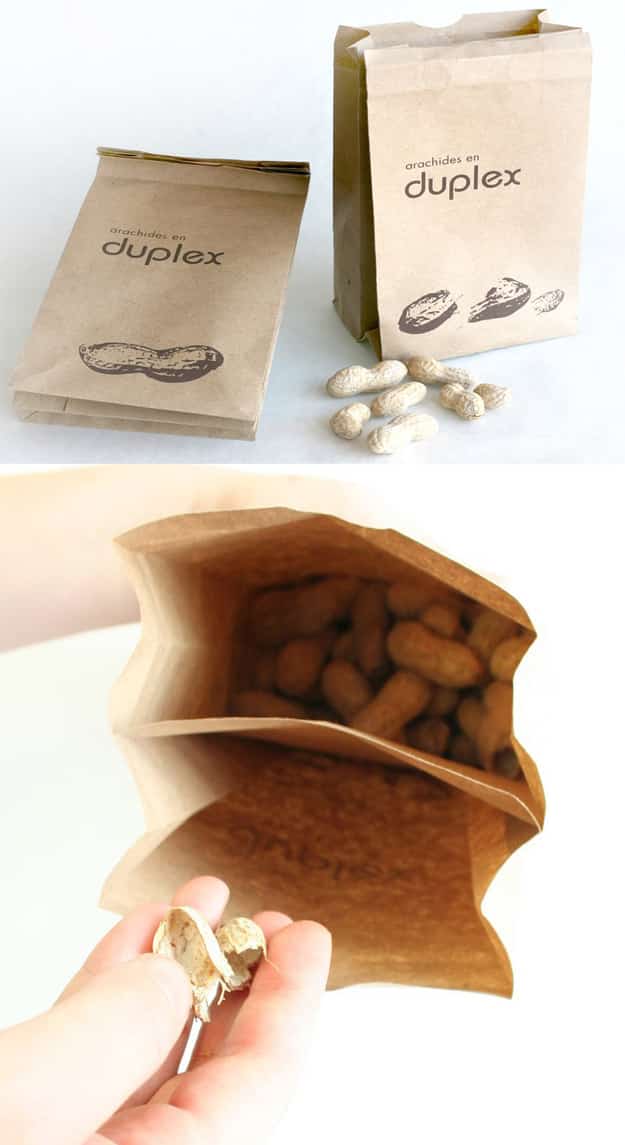 This incredibly simple peanut bag with peanut shell receptacle.