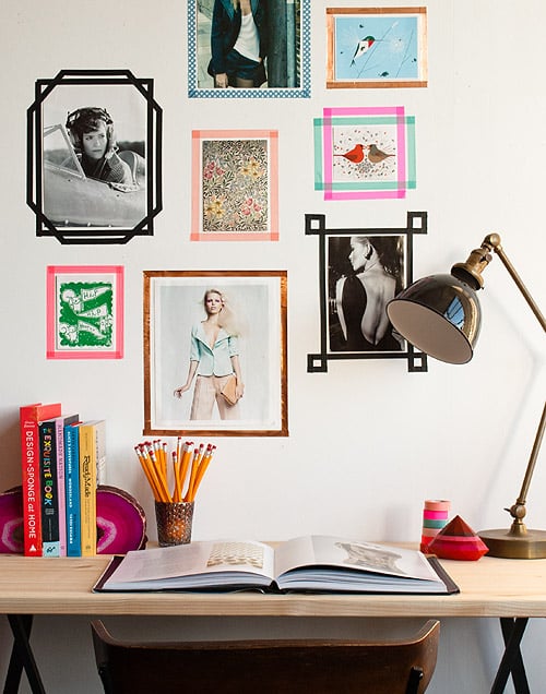 Create fake picture frames out of washi tape.