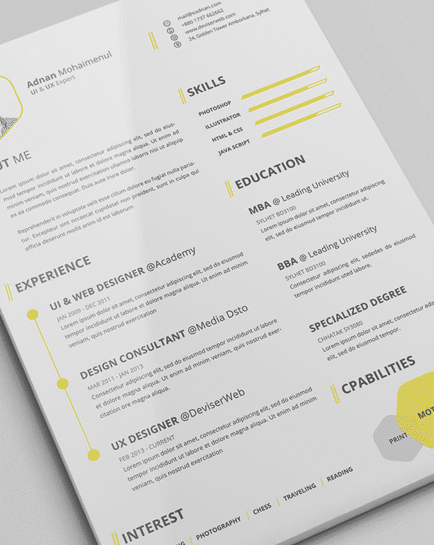 A rÃ©sumÃ© acts as your first impression on a potential employer â€” this beautifully designed one is a good first impression to make.