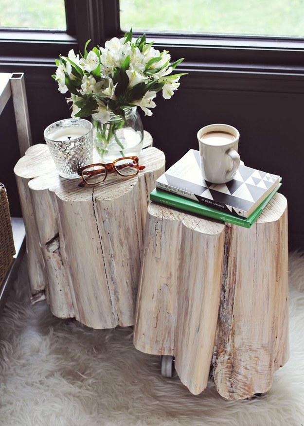 Add books, flowers, tea and even wheels to your stump - if you so desire.