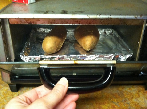 Line your toaster tray with foil before toasting anything.