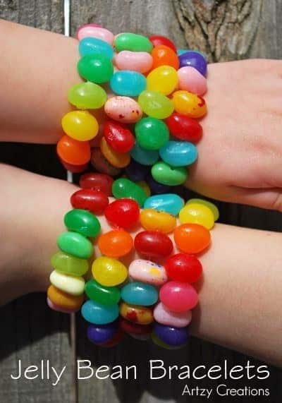String together these jelly bean bracelets.