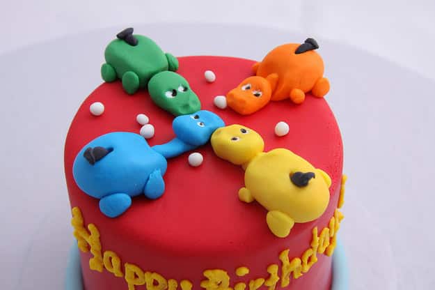 A Hungry Hungry Hippos cake for Hungry Hungry Hippos.