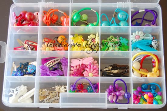 Stash bobby pins and barrettes in a craft box.