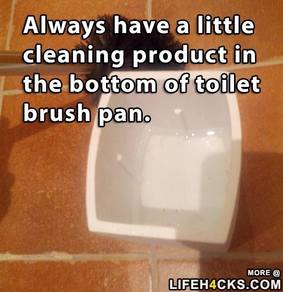 Keep cleaning liquid in the bottom of the toilet brush pan.