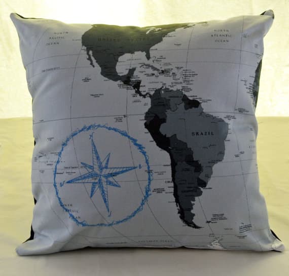 This Compass Map Throw Pillow
