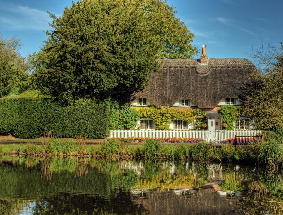 This pleasant looking cottage overlooking a pond in West Sussex, England.
