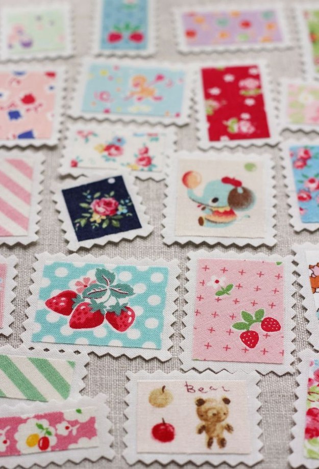 Vintage fabric stamps make the coolest little gift tags.