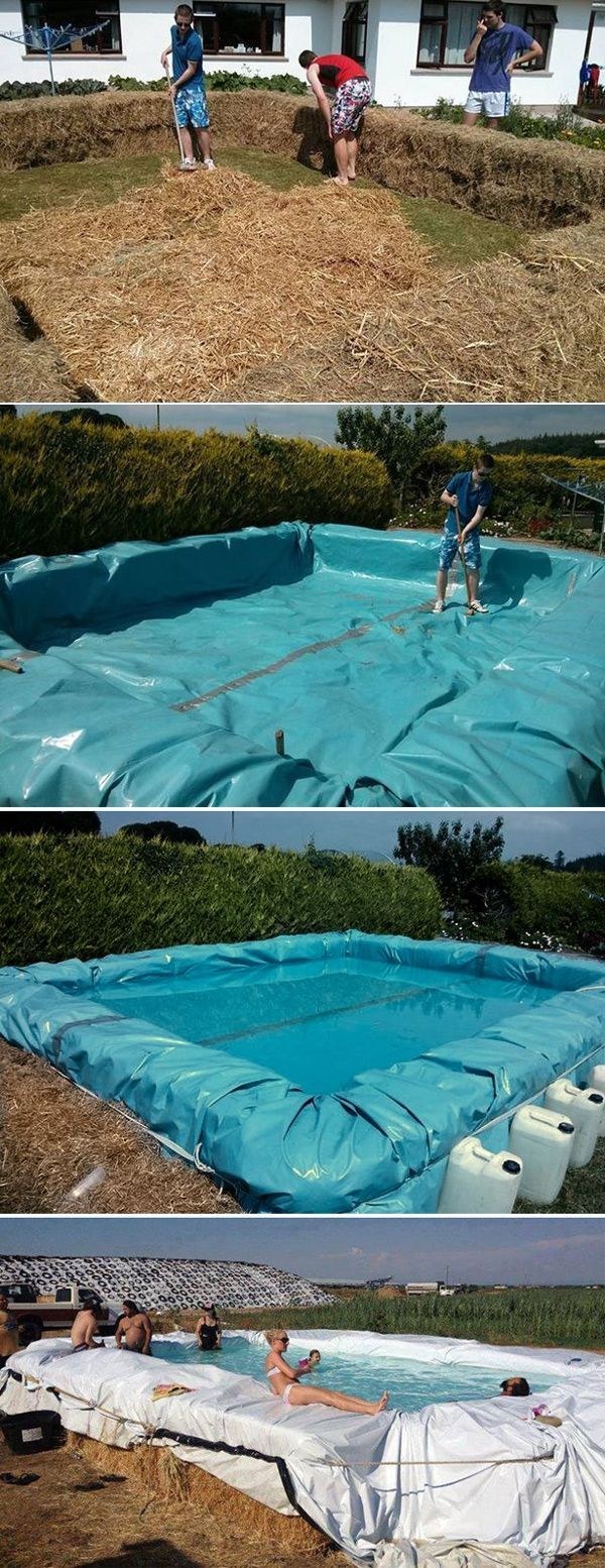 Build a swimming pool out of bales of hay.