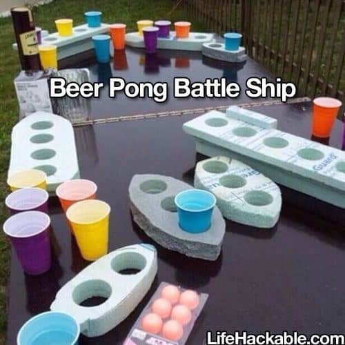 For your summer BBQ: Make a game of beer pong battleship created out of styrofoam.