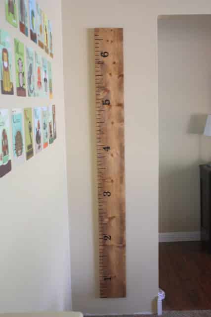 This Pottery Barn growth chart ruler is a really cute idea if you have kids, and only costs $7 with materials from Lowe&#39;s.