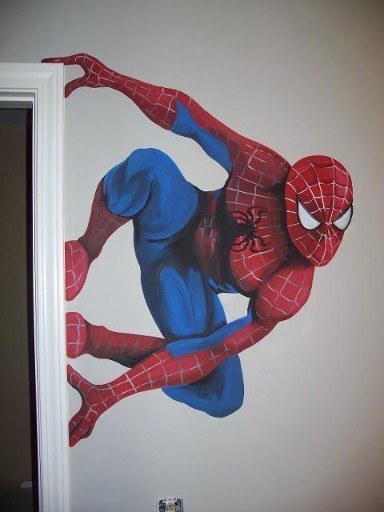 Add a superhero mural to the wall.
