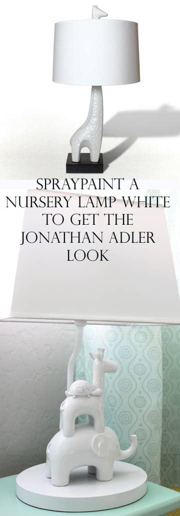 A little spraypaint can turn a $19 lamp into a Jonathan Adler-style nursery light.