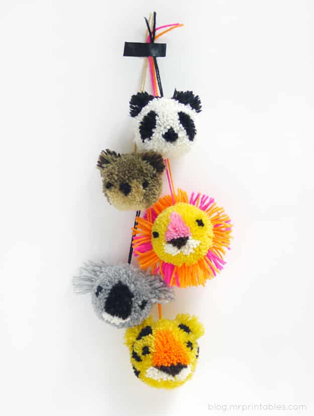 These animal pom poms would make amazing fuzzy Christmas ornaments for the twee-est tree in all the land.